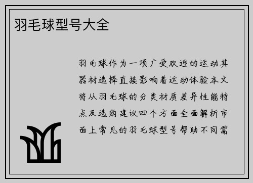 羽毛球型号大全