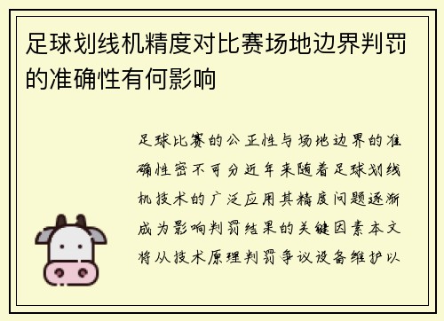 足球划线机精度对比赛场地边界判罚的准确性有何影响